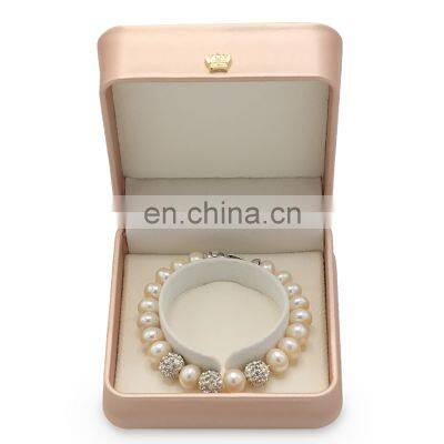 Factory direct supply white color leather convex edge jewelry box bangle box