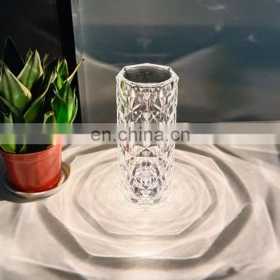 Amazon Dropshipping Modern Touch Switch Acrylic Night Light Rose Crystal Table Lamp Light