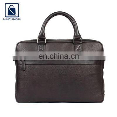 Fashion Style Elegant Design with Matching Stitching and Zip Closure Men Genuine Leather Laptop Bag