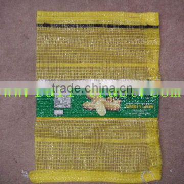 tubular mesh bag and label