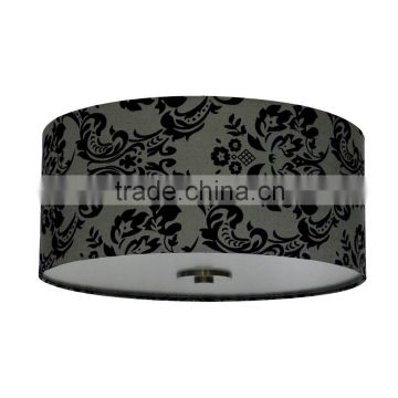 Round silk look 16" grey decadance fabric lamp shade(Store en tissu/Pantalla de tela) with an elegant traditional colour