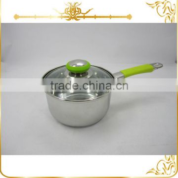 16CM Mirror polished stainless steel saucepan with glass lid