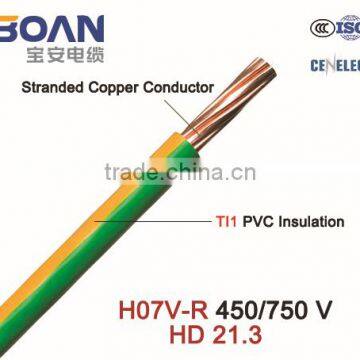 H07V-R Copper/PVC Electric Cable in House Wiring