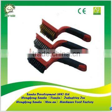 two-color rubbery handle wire brush set