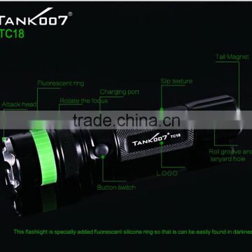 Multi-function USB rechargeable power bank tactical LED flashlight TC18