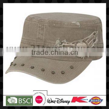 applique embroidery army cap heavy washed army cap denim army cap