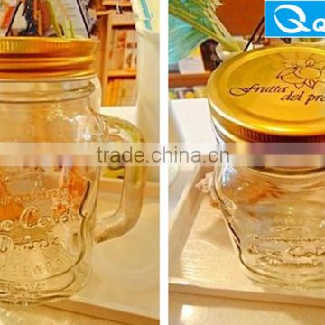 High quality wholesale new design mason jar glass jam jar with handle
