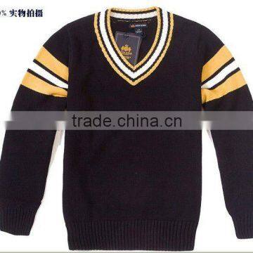 v neck children's thick cotton school uniform pullover sweater