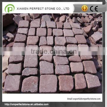 Red granite using paving stone tile