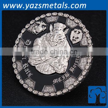 custom round embossed metal coin operated