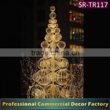 Outdoor large giant christmas ball tree with led decoration