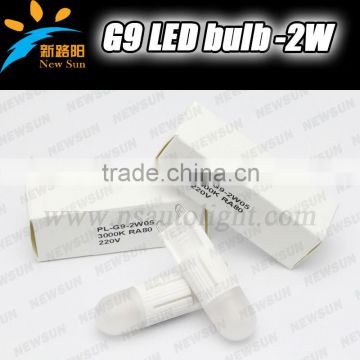 High light 220V 2W Mini LED G9 COB Lamp Warm White 18*48mm G9 led bulbs with CE ROHS