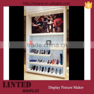 DG customized glass shoe rack display for shoe store