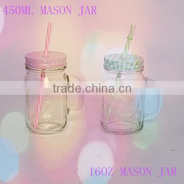 2016 latest new style glass mason jar with handle