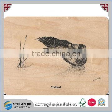 Postcard Wooden Mallard Duck Maple Wood MINT