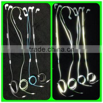 China new design glow in the dark headphone line reflective / headset line for safety