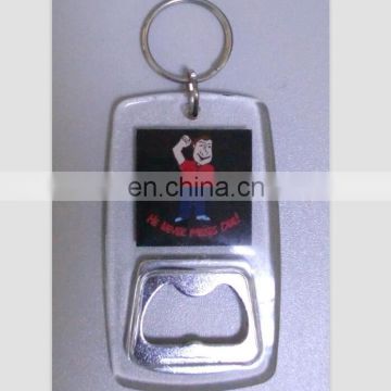 Solid acrylic bottle, plastic bottle opener keychain, advertising gifts(opener-003H)