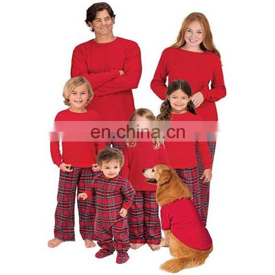 Wholesale Logo Autumn and Winter Children and infants adult family long-sleeved plaid pants Christmas home clothes pajamas