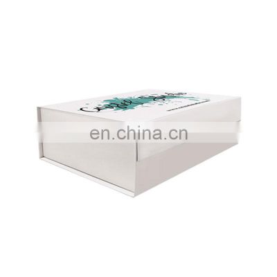 Luxury rigid magnetic white folding gift box wholesale no ribbon
