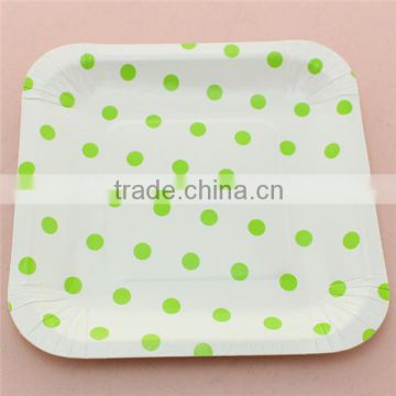China wholesale fancy dotted 7 inch square paper plates
