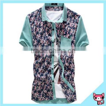 Short sleeve fancy design men shirt with floral printing