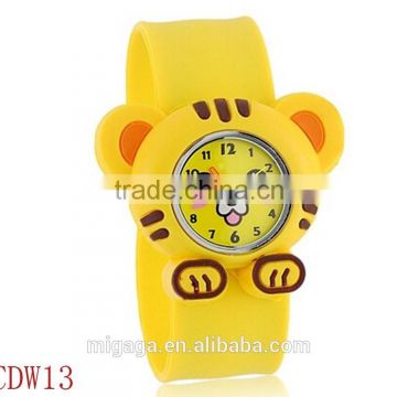 Yellow cute silicone animal children slap watches
