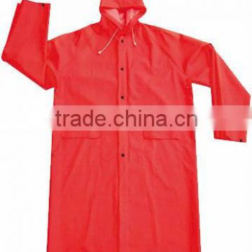 Strong adult red PVC long ladies raincoat