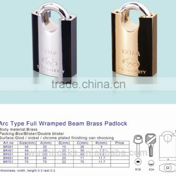 Arc Wrapped Beam Brass Padlock