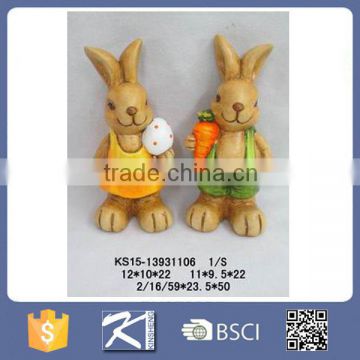 Wholesale Rabbit-shaped Ceramic Cartoon Statue for Garden Decoration