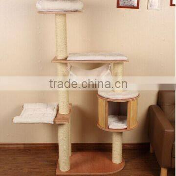 hot sell! sisal cat tree with hammock movable pad to wash