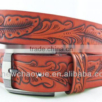 LONGHORN RODEO HAND TOOLED BROWN LEATHER WESTERN BELT Belt Wholesale With Various Colors and Factory Prices