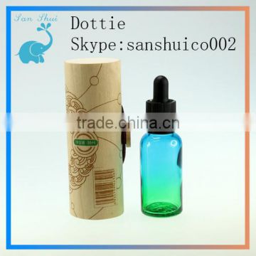 round colored glass dropper bottles with wooden packing China hot sale eliquid ejuice dropper bottles
