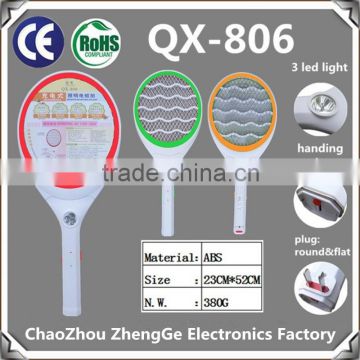 QX806-1 electronic mosquito swatter mosquito killer fly racket with round or flat plug
