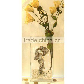 Rectangle Glass Vases Wedding Centerpiece with Metal Sexy Girl