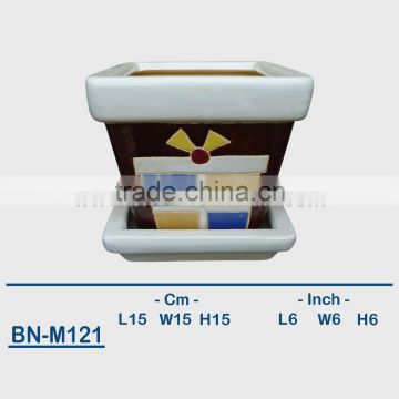Vietnamese Ceramic Hand Carved Mini Flower Pot BN-M121