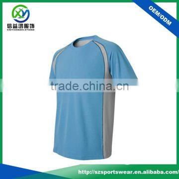 OEM contrast color splicing o-neck 92%polyester 8%spandex men t shirt