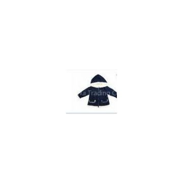 Long Sleeve Royal Blue Girl Toddlers winter coats for kids , Hooded Velvet Lining Jackets