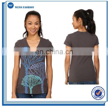 Custom design oem women graphic print short cap sleeve tee shirt