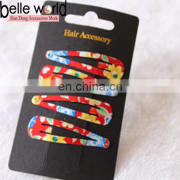 Goody quality girls metal printed snap clip accessories