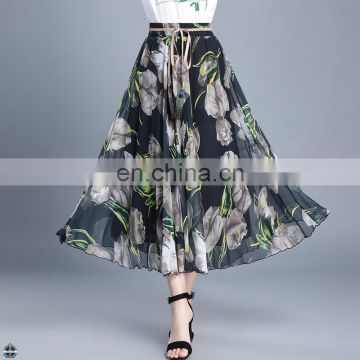 T-SK012 Casual Printed Summer Elastic Waist Women Long Skirt Pattern