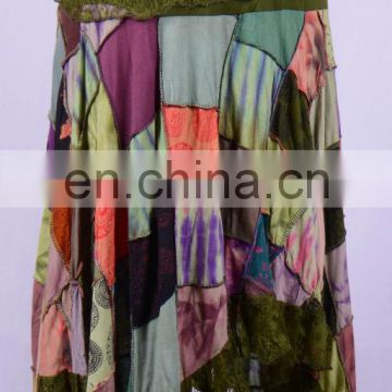 Vintage Net & Patchwork Colorful Boho Maxi Skirt HHCH 130 A