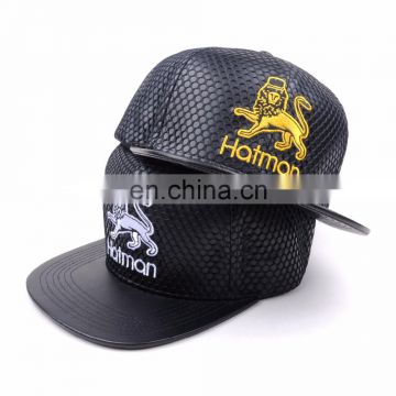 Custom fashion hats/leather adjustable cap/blank leather snapback hat