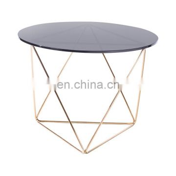 Round small  coffee table tempered glass top factory sell directly