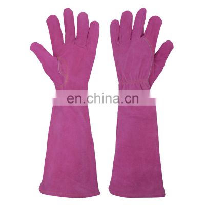 HANDLANDY Durable Purple puncture resistance Cowhide Home Toolkit Gauntlet Long Sleeve garden gloves for women