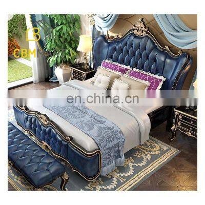 New Arrival Classic Design Bedroom Furniture Gold Color King Queen Bed