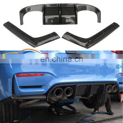 3 pcs/set V style carbon fiber rear bumper diffuser for BMW M3 M4 F80 F82 2014-2018