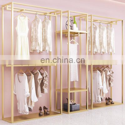 Factory Price luxury clothing display rack space saving hanging clothes display rack
