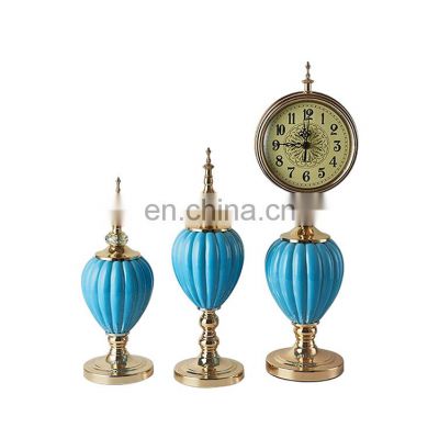 Short Blue Glass Jar Home Decoration Item