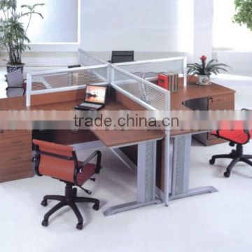 Wood 4 person office cubicle partition with steel legs (SZ-WS229)