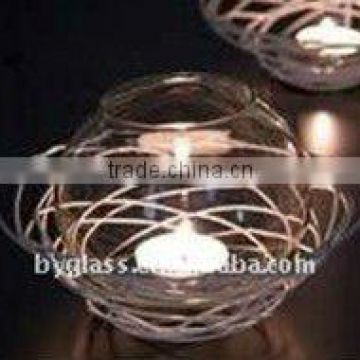 clear mouth blown oval candle holder borosilciate glass